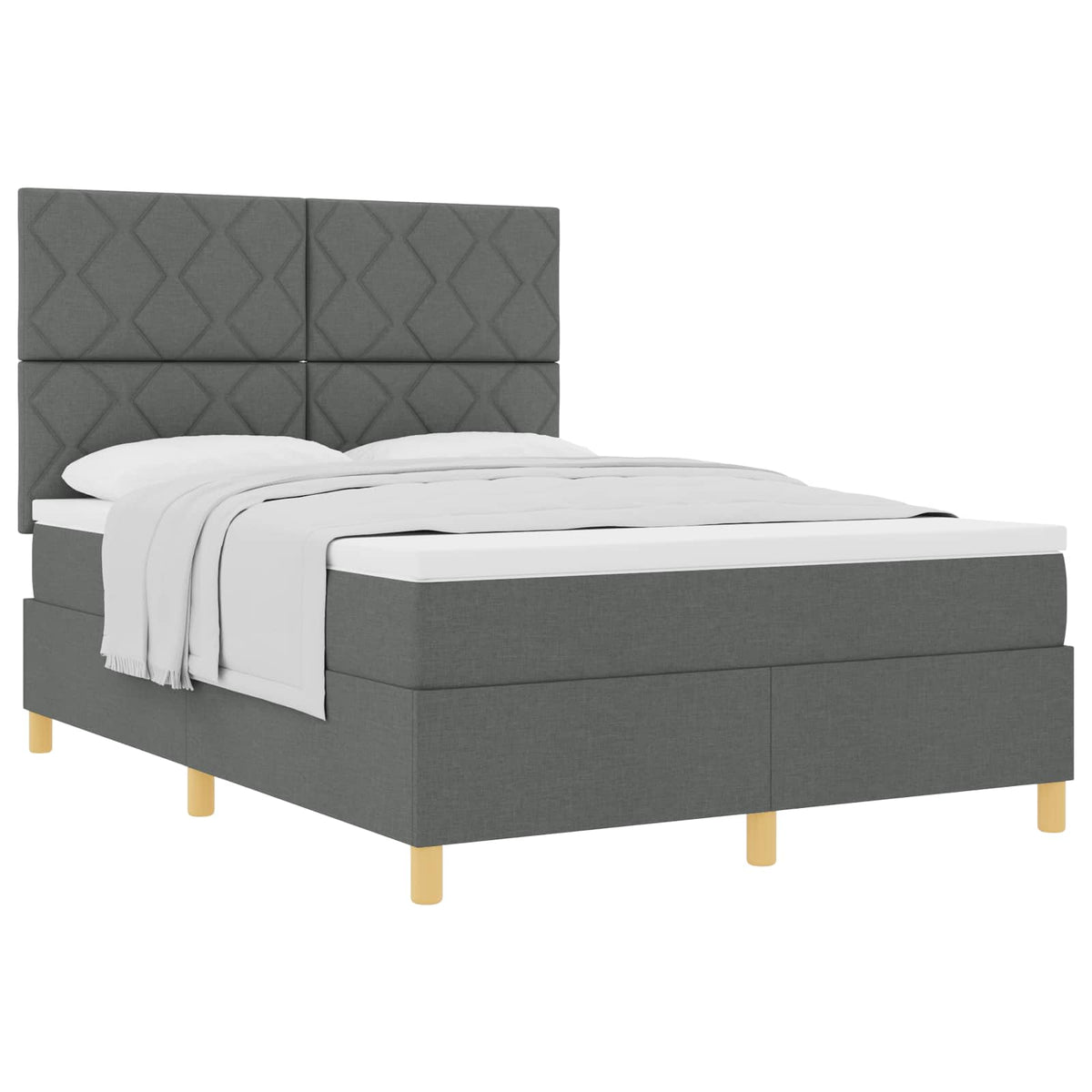 Lit à ressorts avec tête de lit Gris foncé 140 x 190 cm tissu