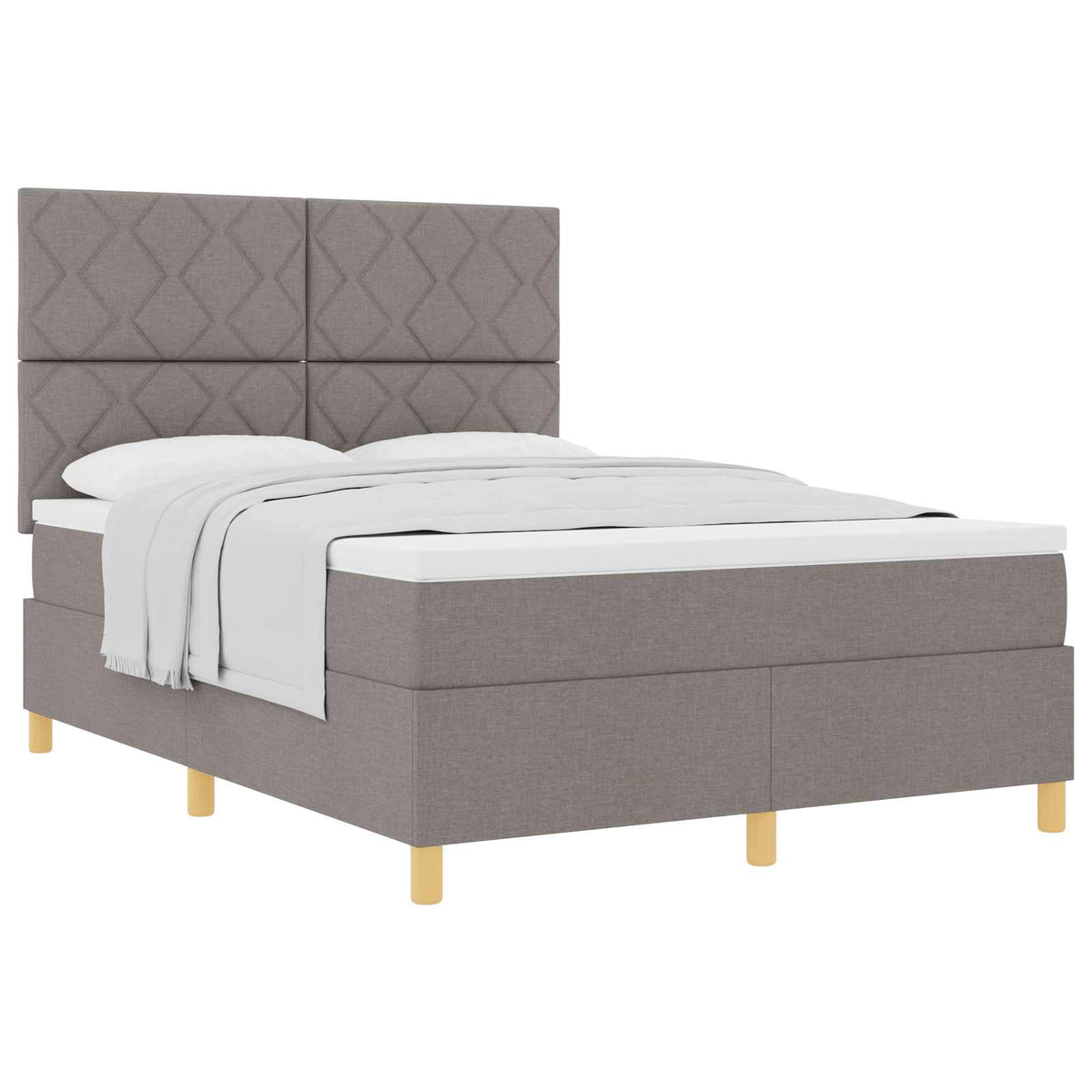 Lit à ressorts avec tête de lit Taupe 140 x 190 cm tissu