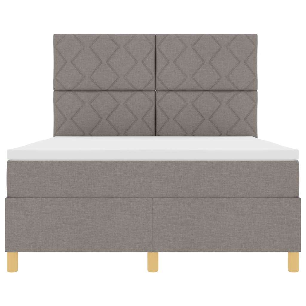 Lit à ressorts avec tête de lit Taupe 140 x 190 cm tissu