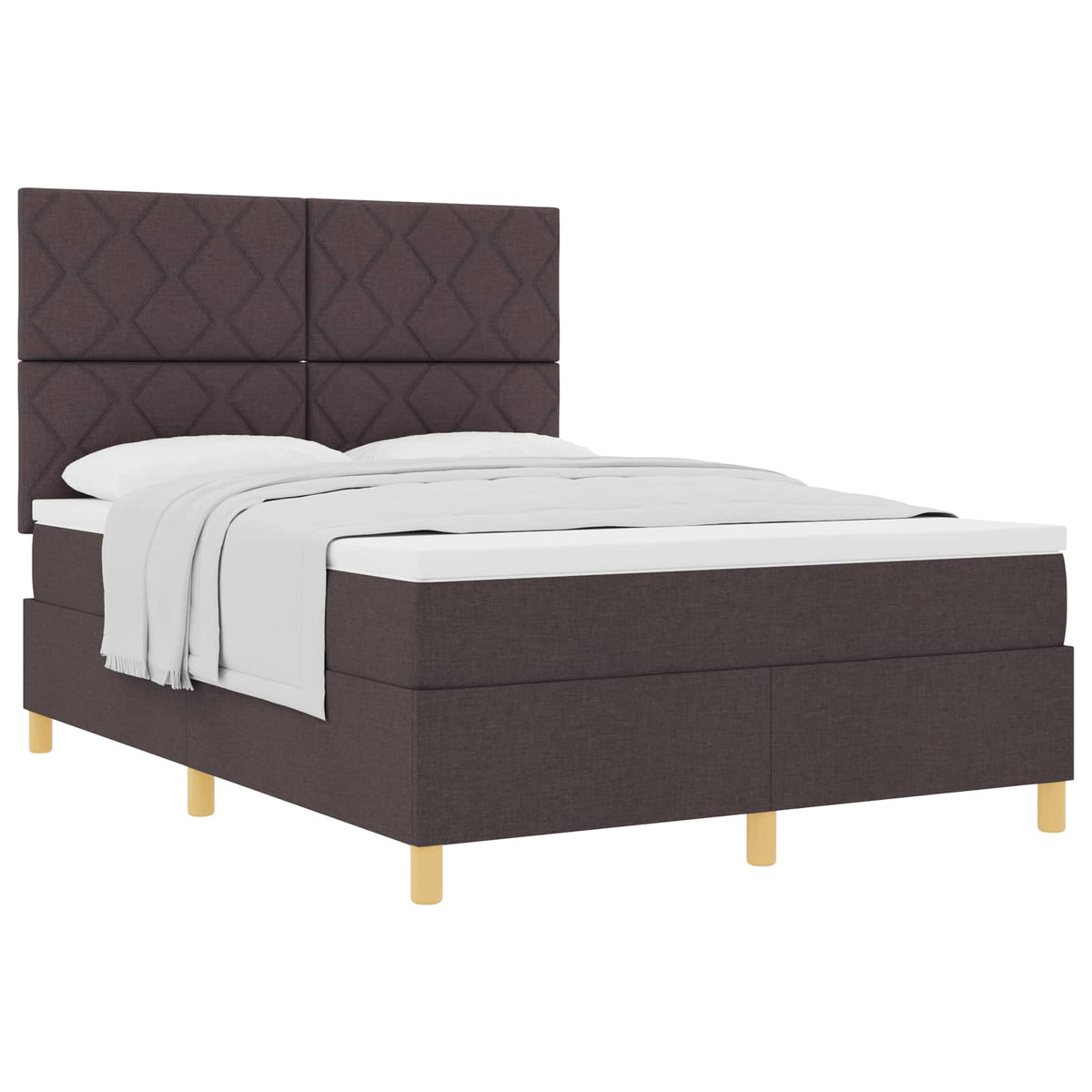 Lit à ressorts avec tête de lit Marron foncé 160 x 200 cm tissu