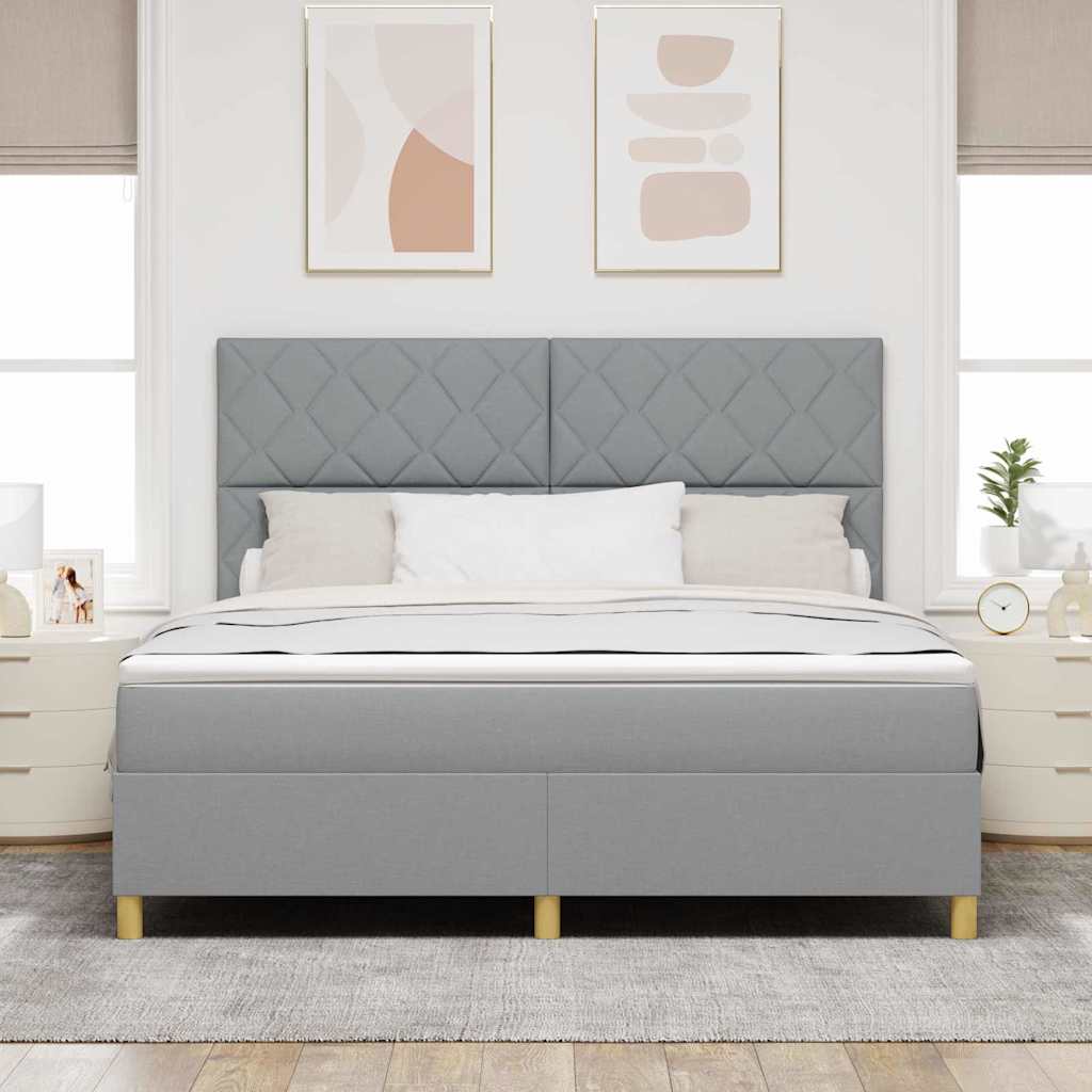 Lit à ressorts avec tête de lit Gris clair 180 x 200 cm tissu