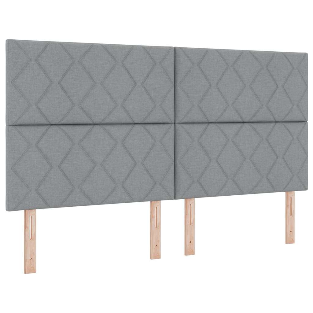 Lit à ressorts avec tête de lit Gris clair 180 x 200 cm tissu