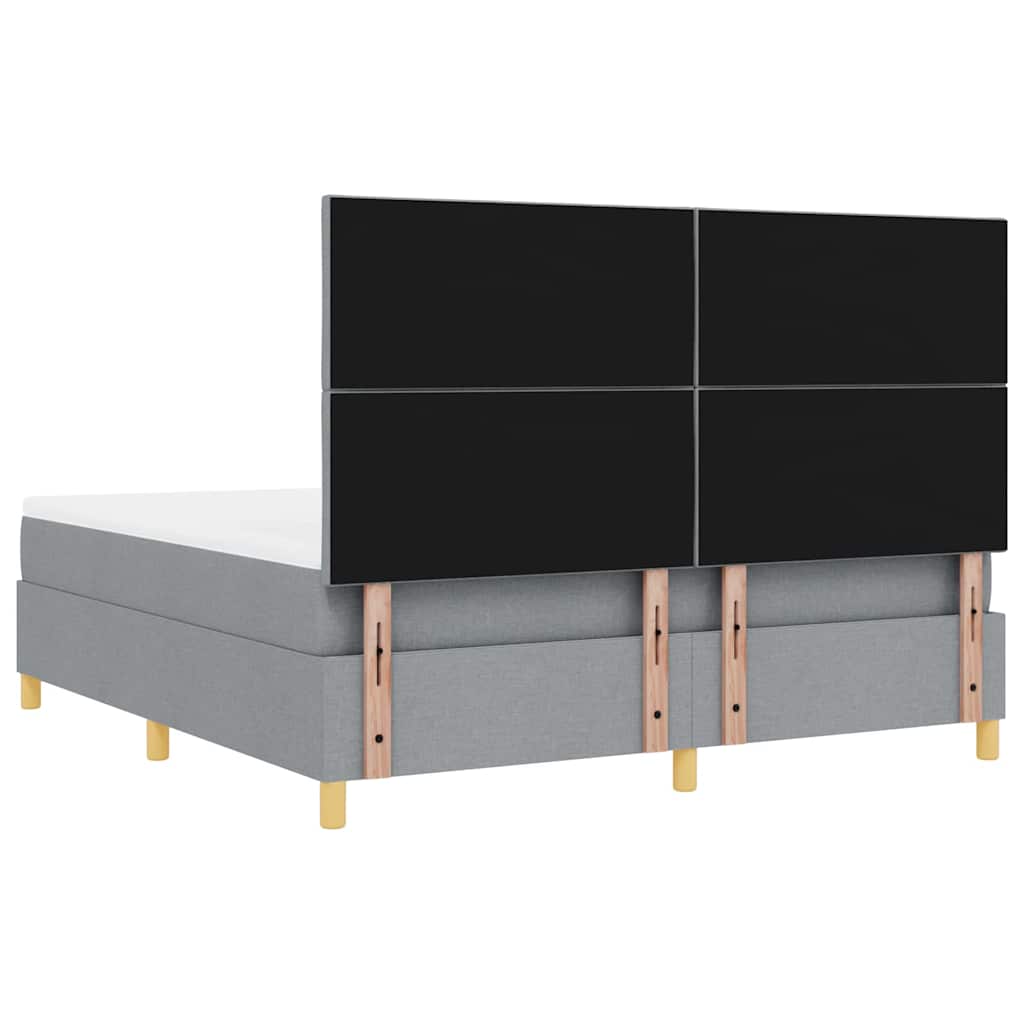 Lit à ressorts avec tête de lit Gris clair 180 x 200 cm tissu