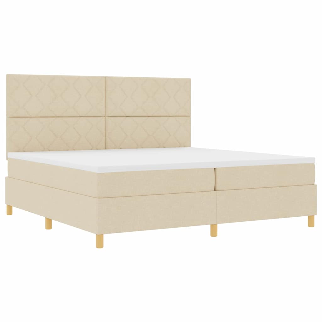 Lit à ressorts avec matelas Crème 200 x 200 cm tissu - XIOS