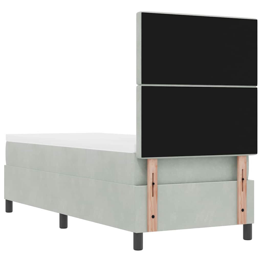Lit à ressorts avec matelas Gris clair 80 x 200 cm Velours