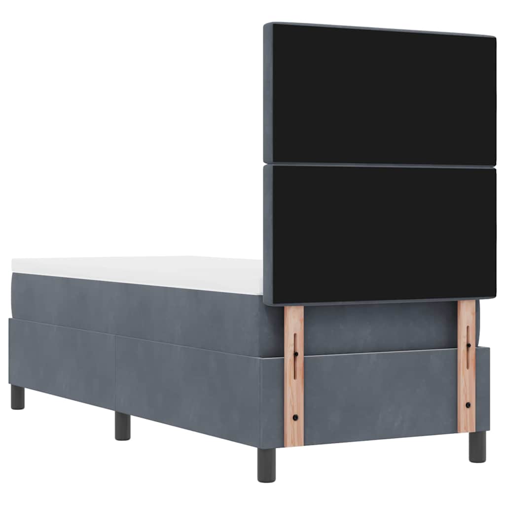 Lit à ressorts avec matelas Gris foncé 80 x 200 cm Velours - XIOS