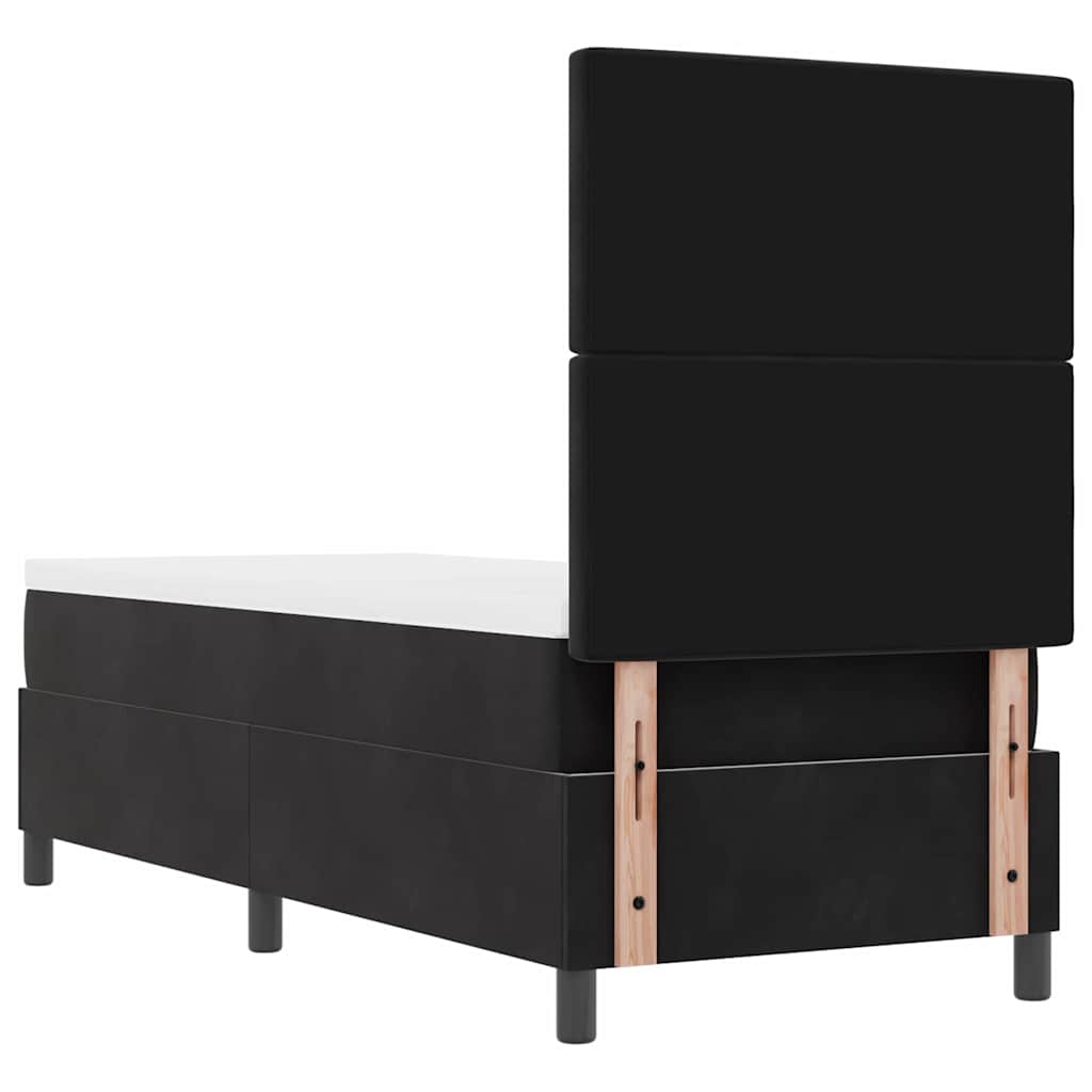 Lit à ressorts avec matelas Noir 80 x 200 cm Velours