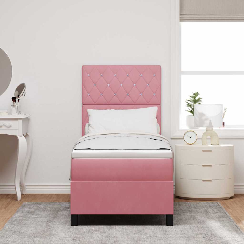 Lit à ressorts avec matelas Rose 80 x 200 cm Velours