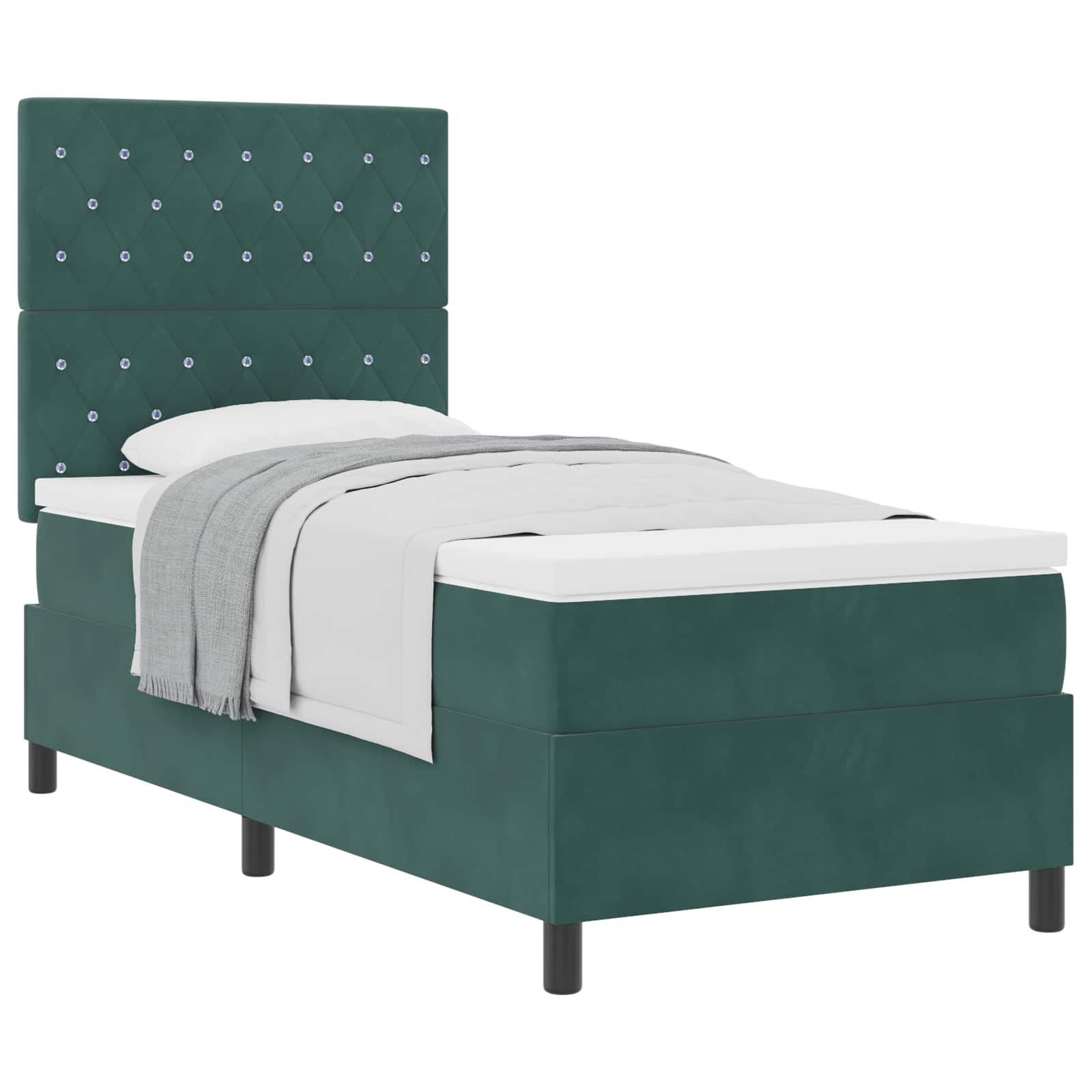 Lit à ressorts avec matelas Vert foncé 100 x 200 cm Velours - XIOS