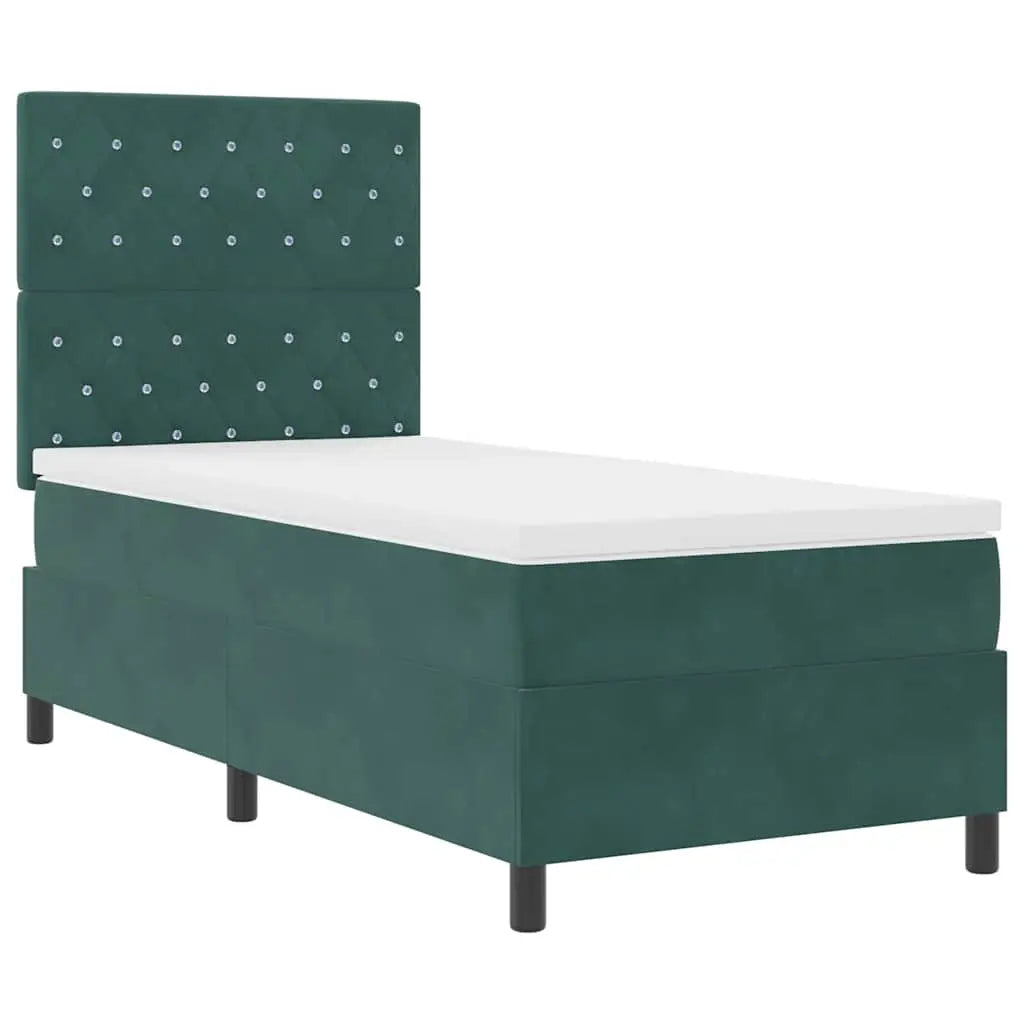 Lit à ressorts avec matelas Vert foncé 100 x 200 cm Velours - XIOS
