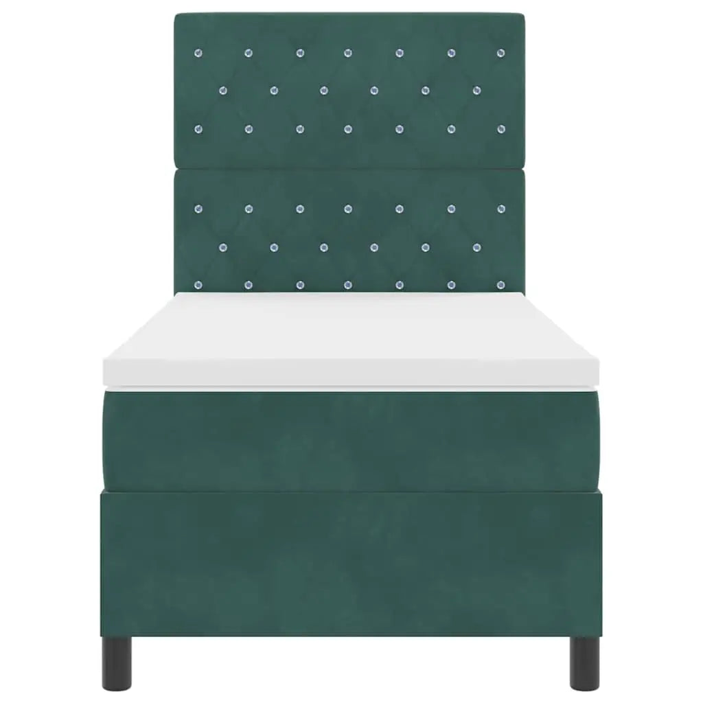 Lit à ressorts avec matelas Vert foncé 100 x 200 cm Velours - XIOS