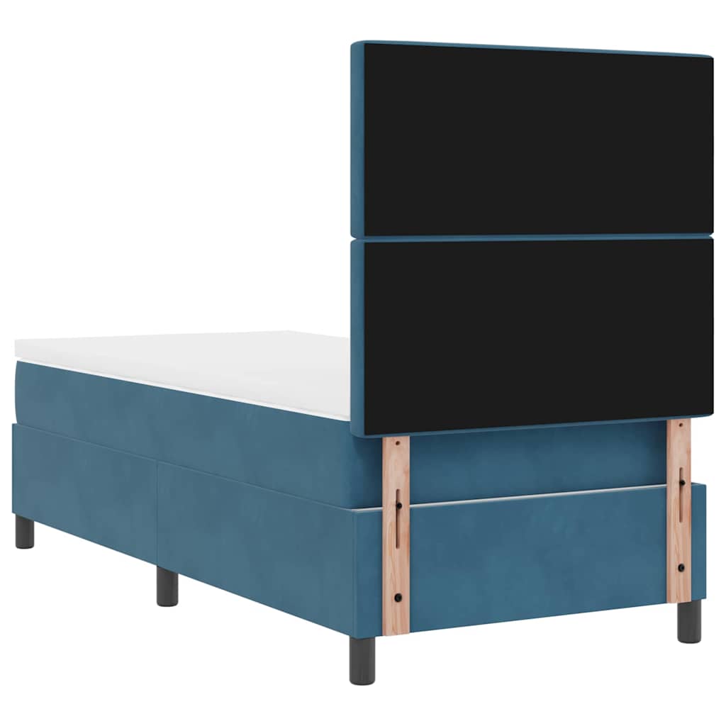 Lit à ressorts avec matelas Bleu foncé 100 x 200 cm Velours