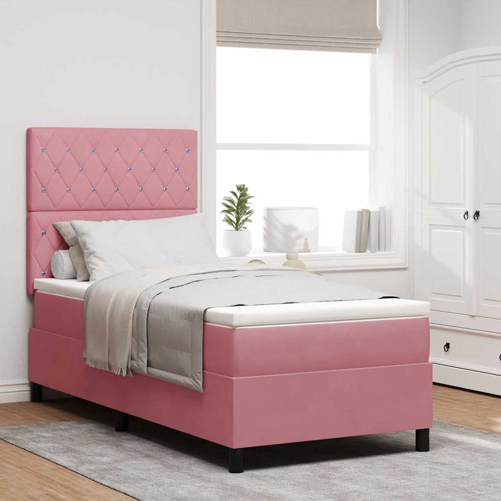 Lit à ressorts avec matelas Rose 100 x 200 cm Velours - XIOS