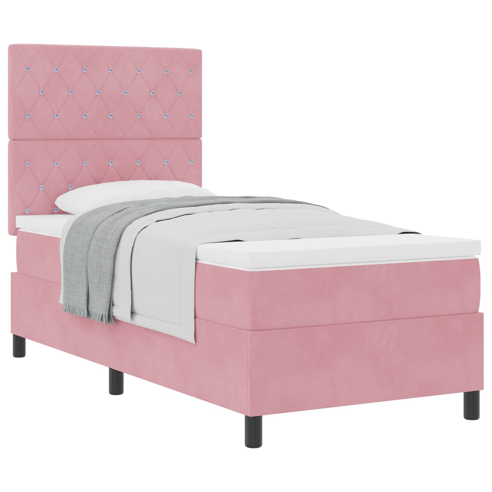 Lit à ressorts avec matelas Rose 100 x 200 cm Velours - XIOS