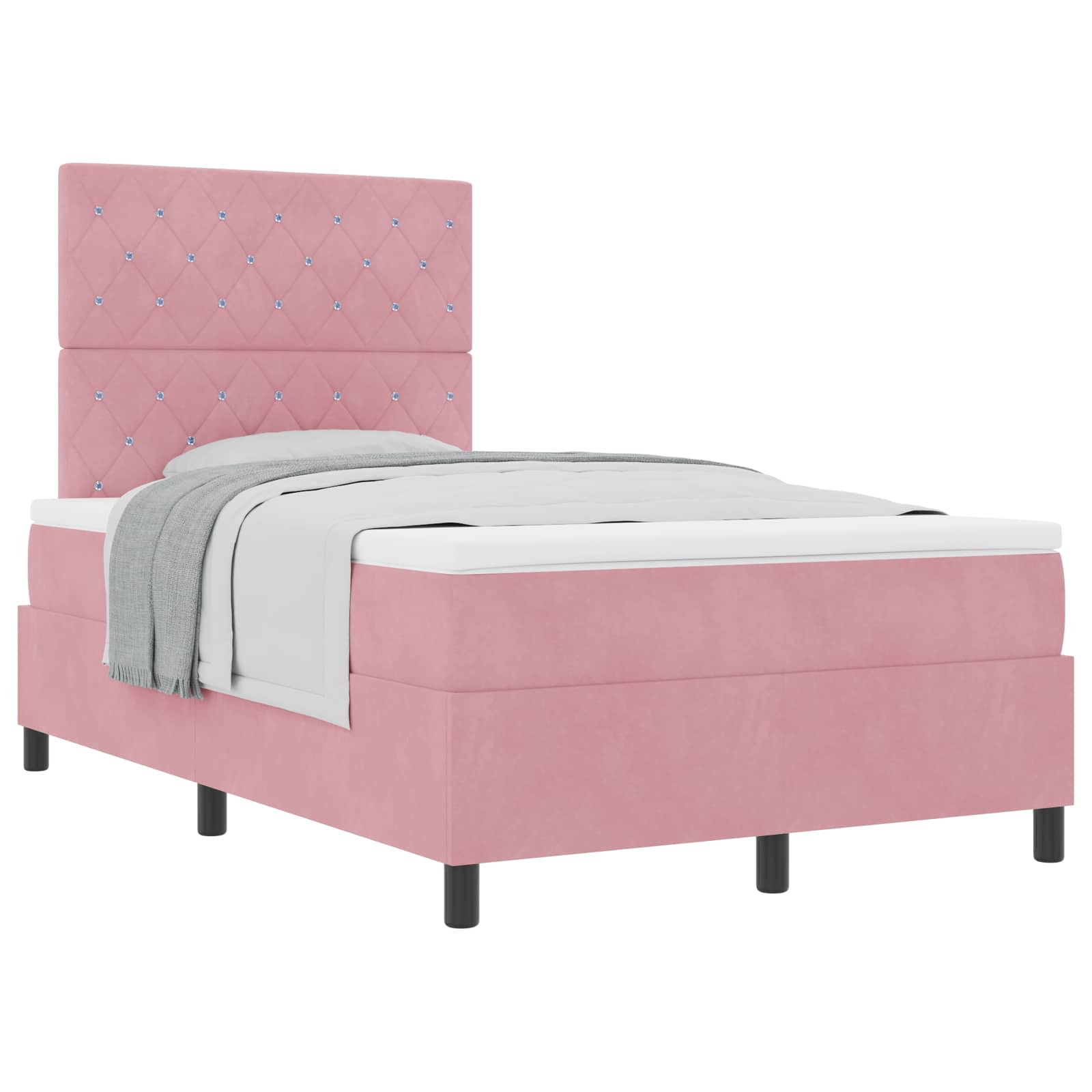 Lit à ressorts avec matelas Rose 120 x 190 cm Velours - XIOS