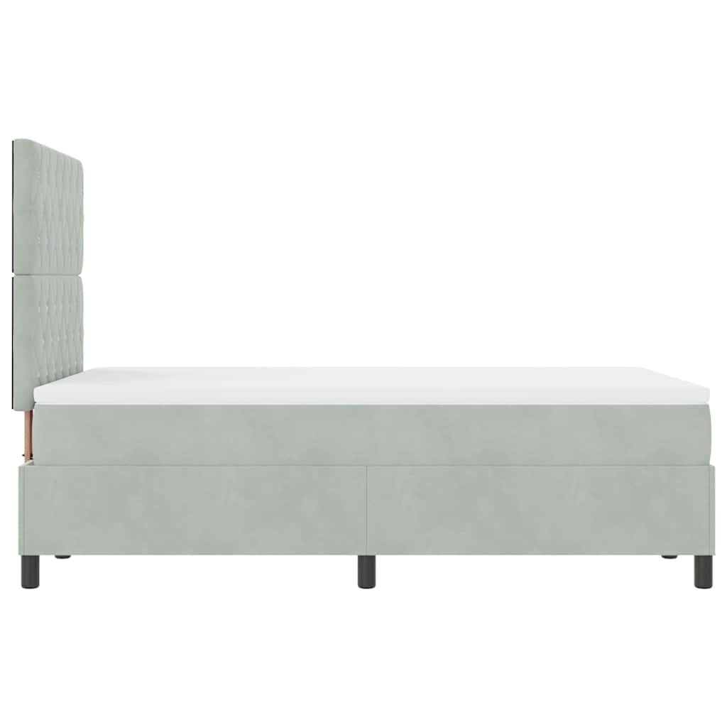 Lit à ressorts avec matelas Gris clair 120 x 200 cm Velours