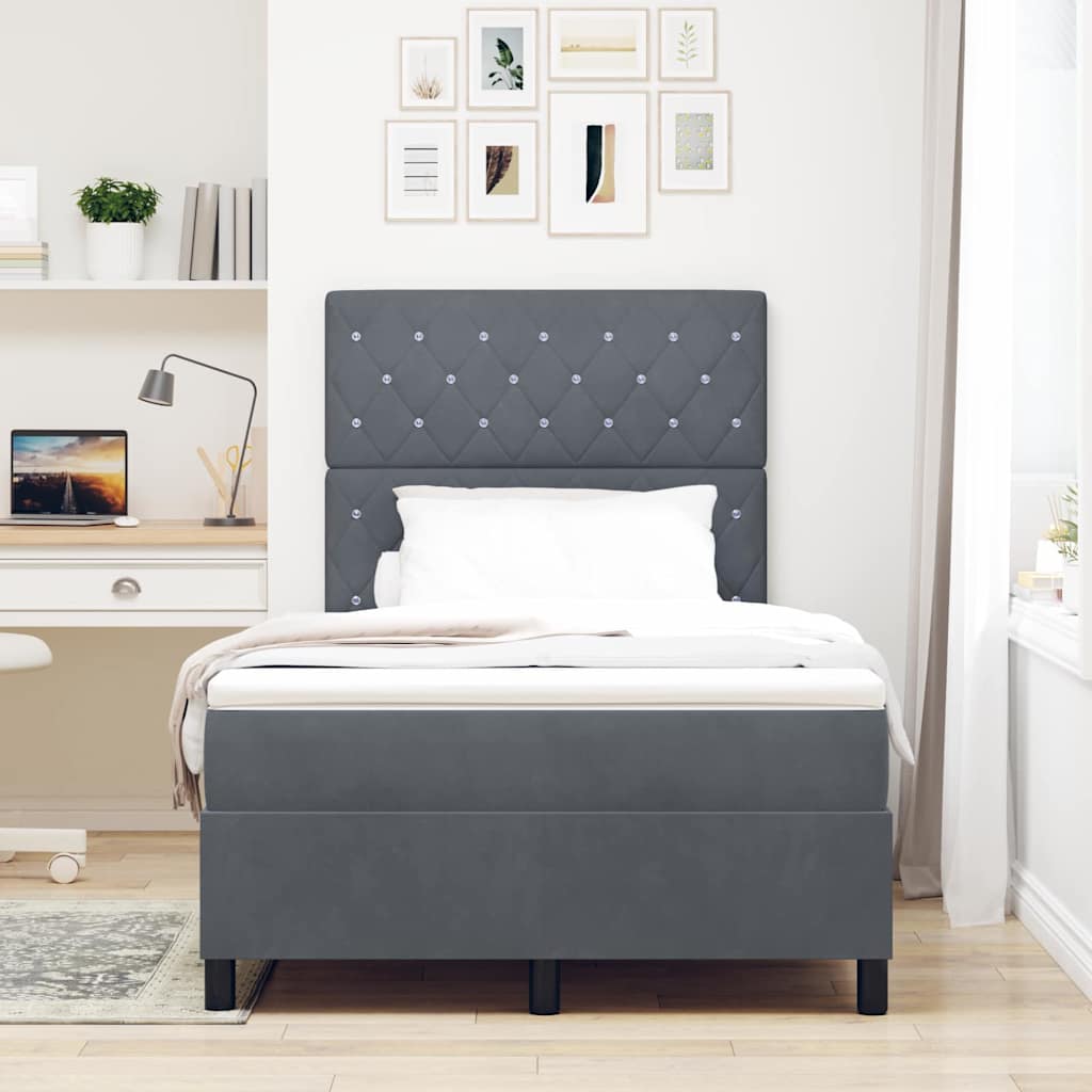 Lit à ressorts avec matelas Gris foncé 120 x 200 cm Velours - XIOS