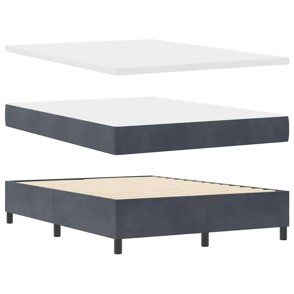 Lit à ressorts avec matelas Gris foncé 140 x 190 cm Velours - XIOS
