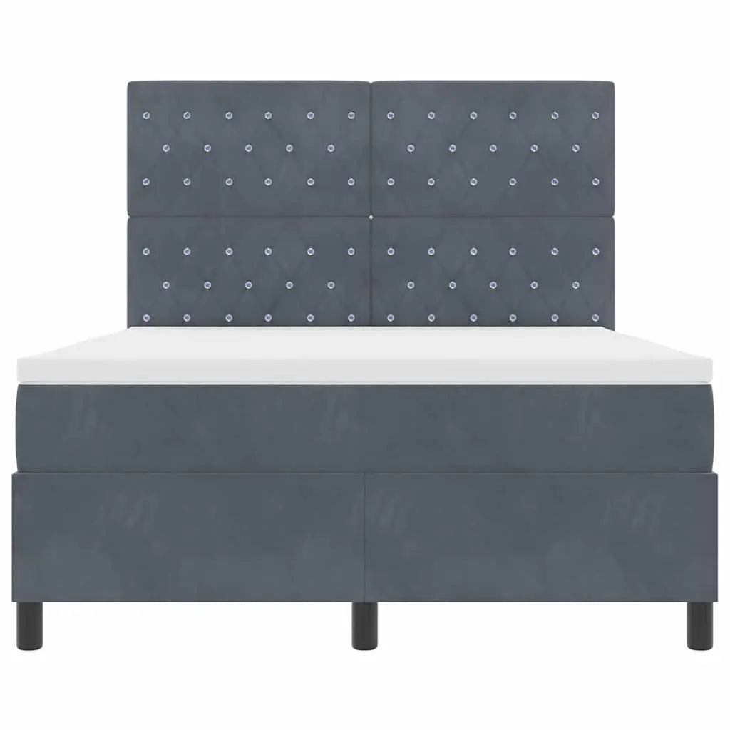 Lit à ressorts avec matelas Gris foncé 140 x 190 cm Velours - XIOS