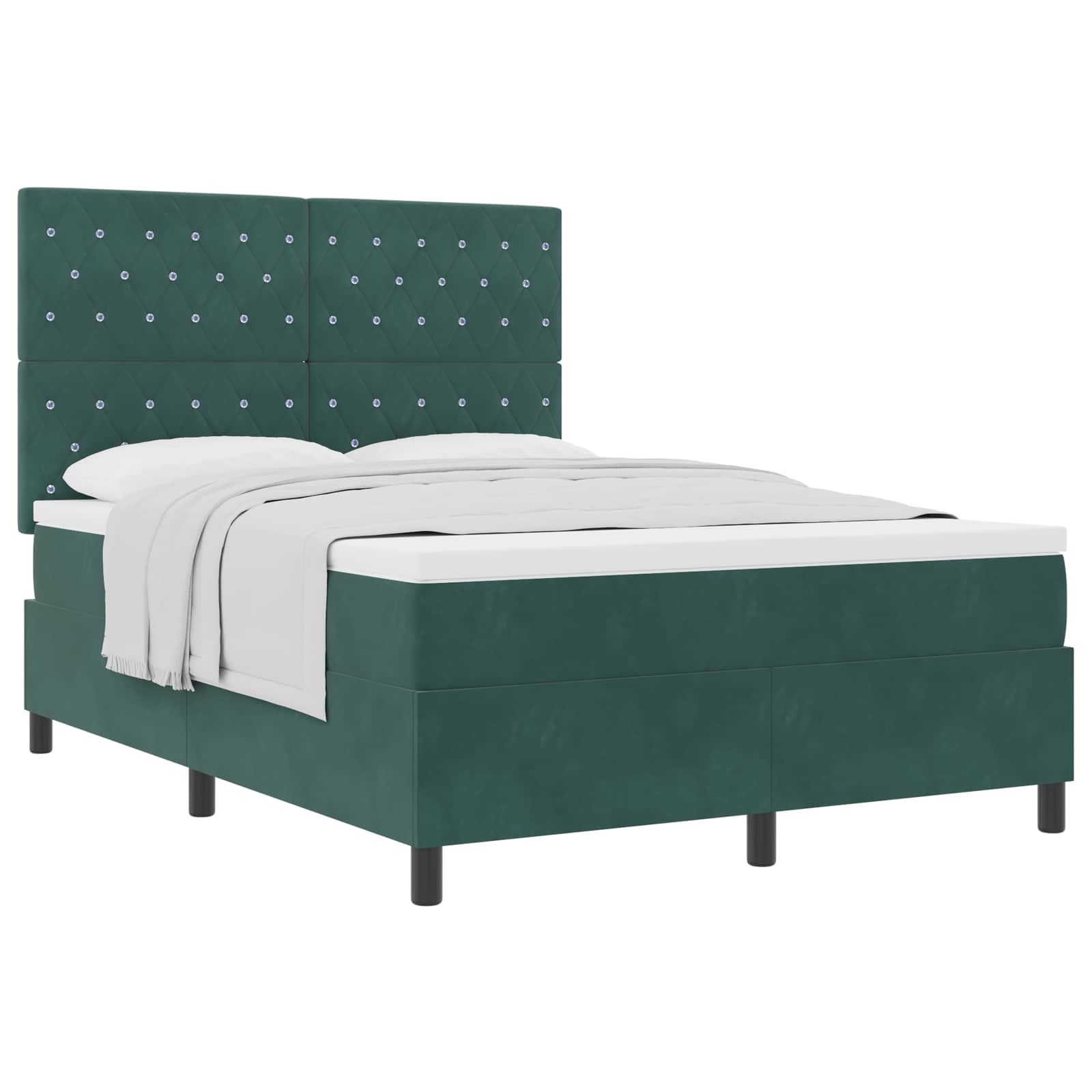 Lit à ressorts avec matelas Vert foncé 140 x 190 cm Velours - XIOS