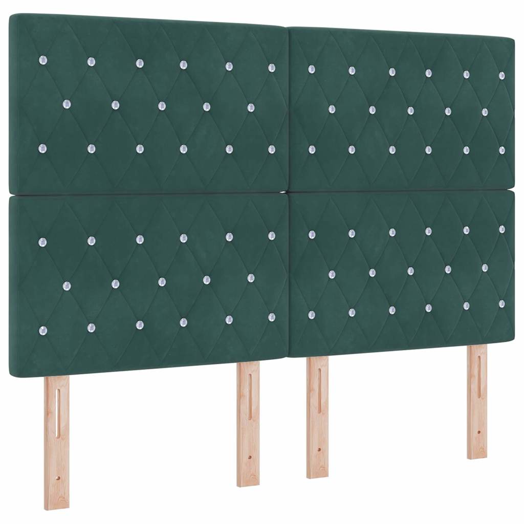 Lit à ressorts avec matelas Vert foncé 140 x 190 cm Velours - XIOS