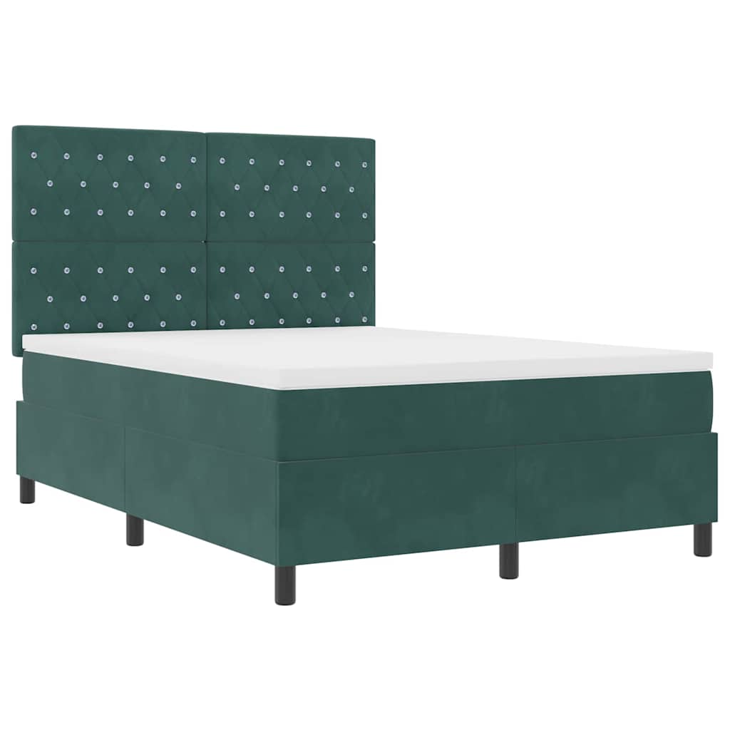 Lit à ressorts avec matelas Vert foncé 140 x 190 cm Velours - XIOS