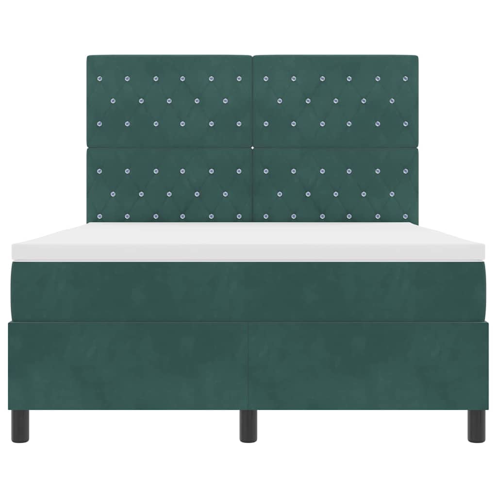 Lit à ressorts avec matelas Vert foncé 140 x 190 cm Velours - XIOS