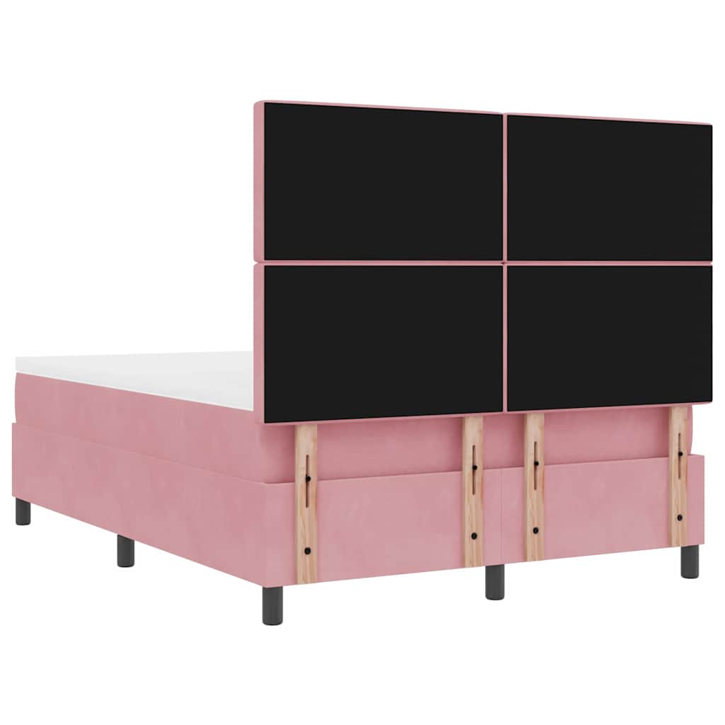 Lit à ressorts avec matelas Rose 140 x 190 cm Velours