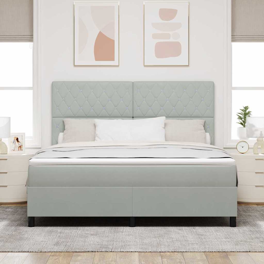 Lit à ressorts avec matelas Gris clair 180 x 200 cm Velours