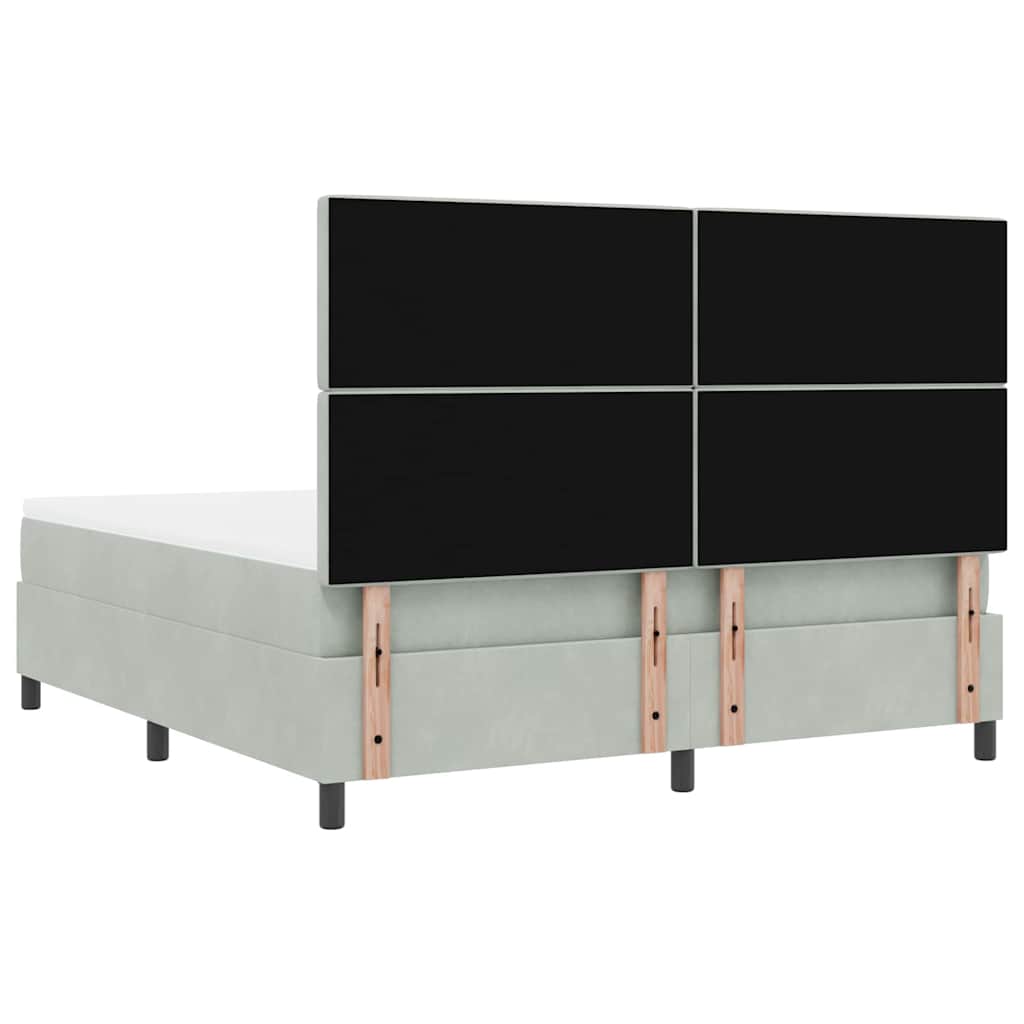 Lit à ressorts avec matelas Gris clair 180 x 200 cm Velours