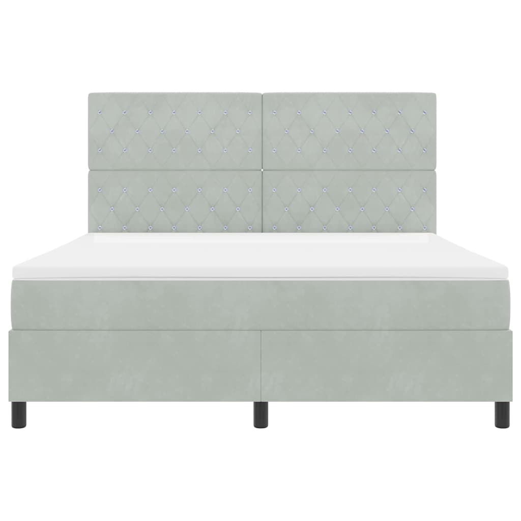Lit à ressorts avec matelas Gris clair 180 x 200 cm Velours