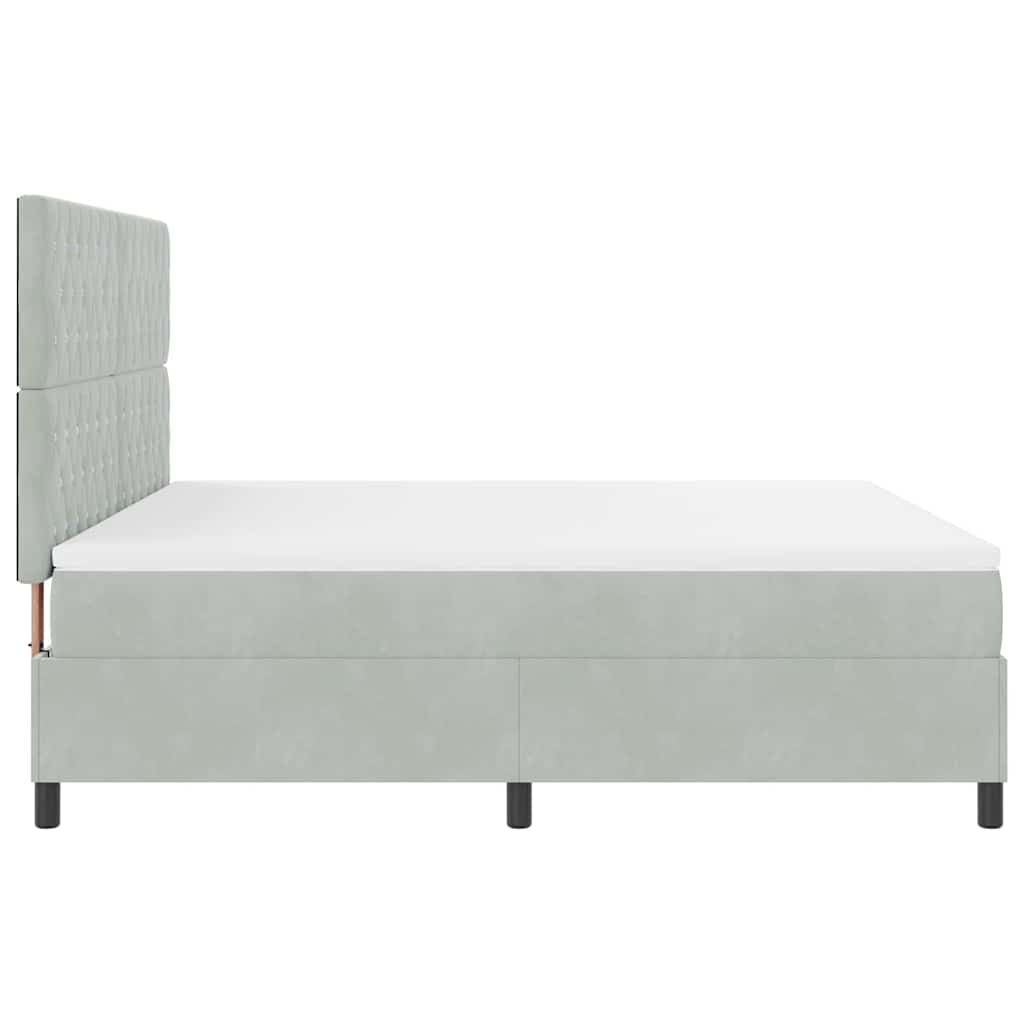 Lit à ressorts avec matelas Gris clair 180 x 200 cm Velours