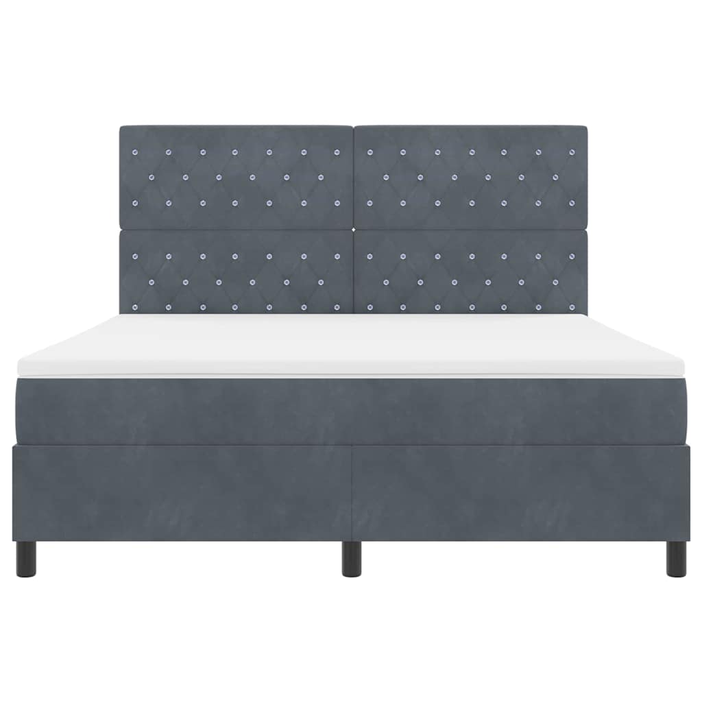 Lit à ressorts avec matelas Gris foncé 180 x 200 cm Velours