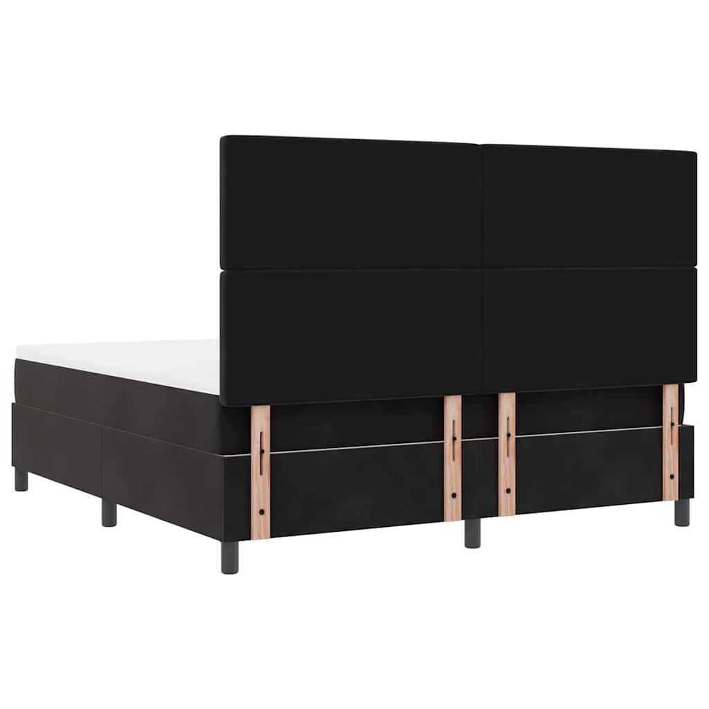 Lit à ressorts avec matelas Noir 180 x 200 cm Velours