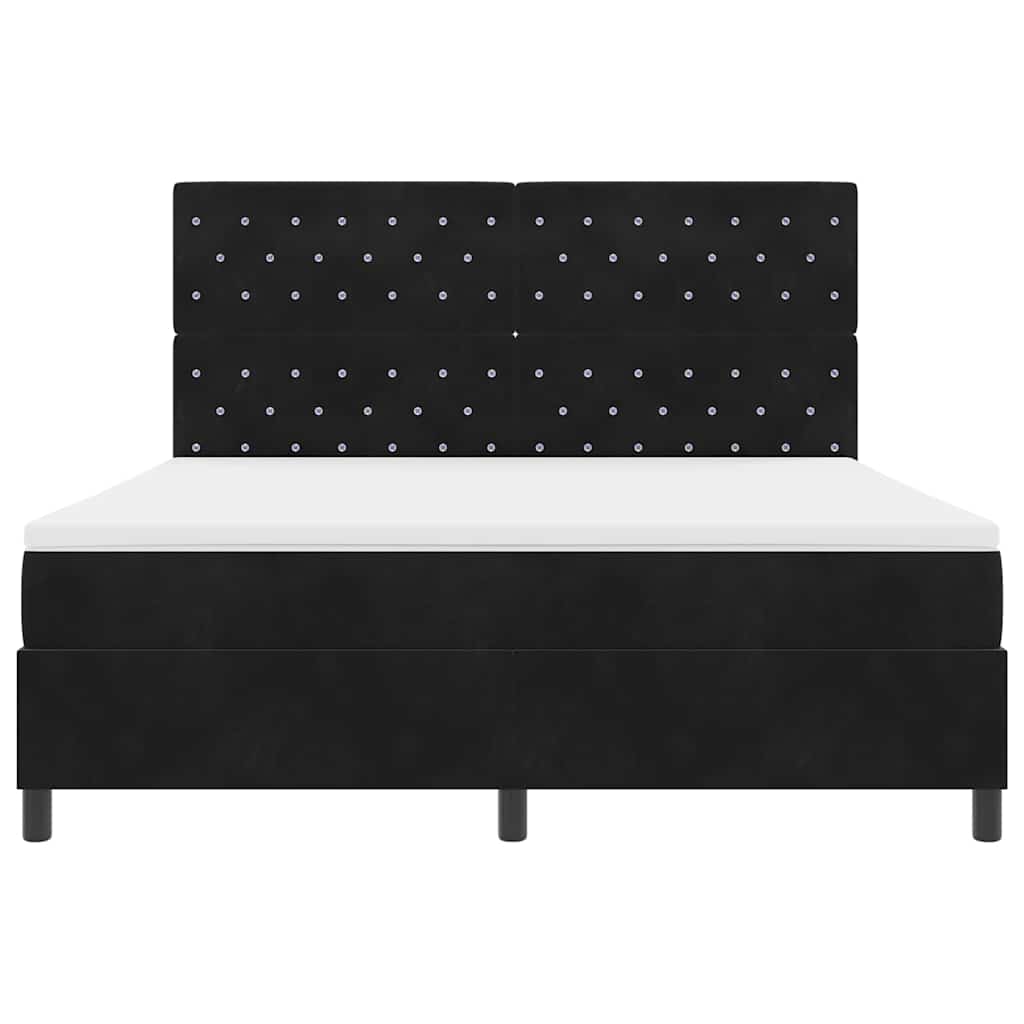 Lit à ressorts avec matelas Noir 180 x 200 cm Velours