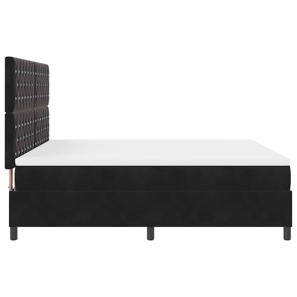 Lit à ressorts avec matelas Noir 180 x 200 cm Velours