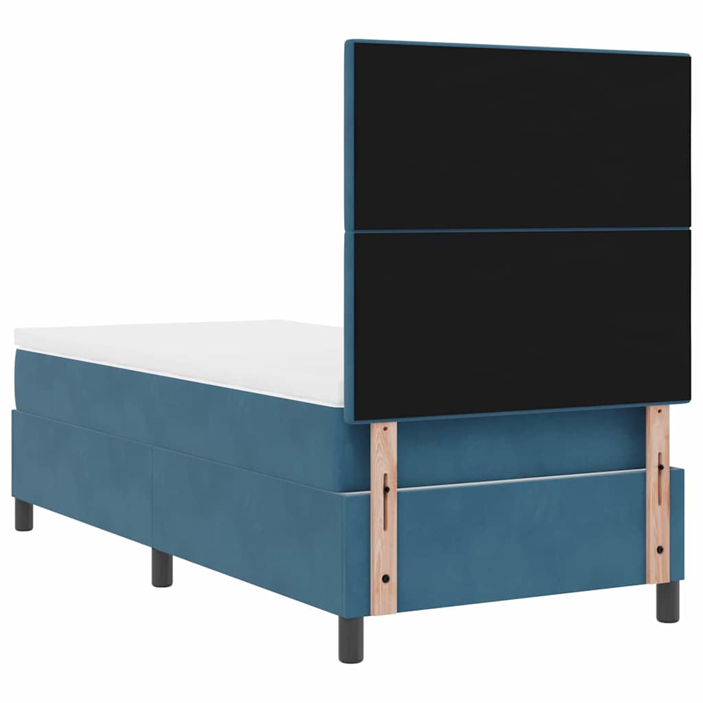 Lit à ressorts avec tête de lit Bleu foncé 80 x 200 cm Velours - XIOS