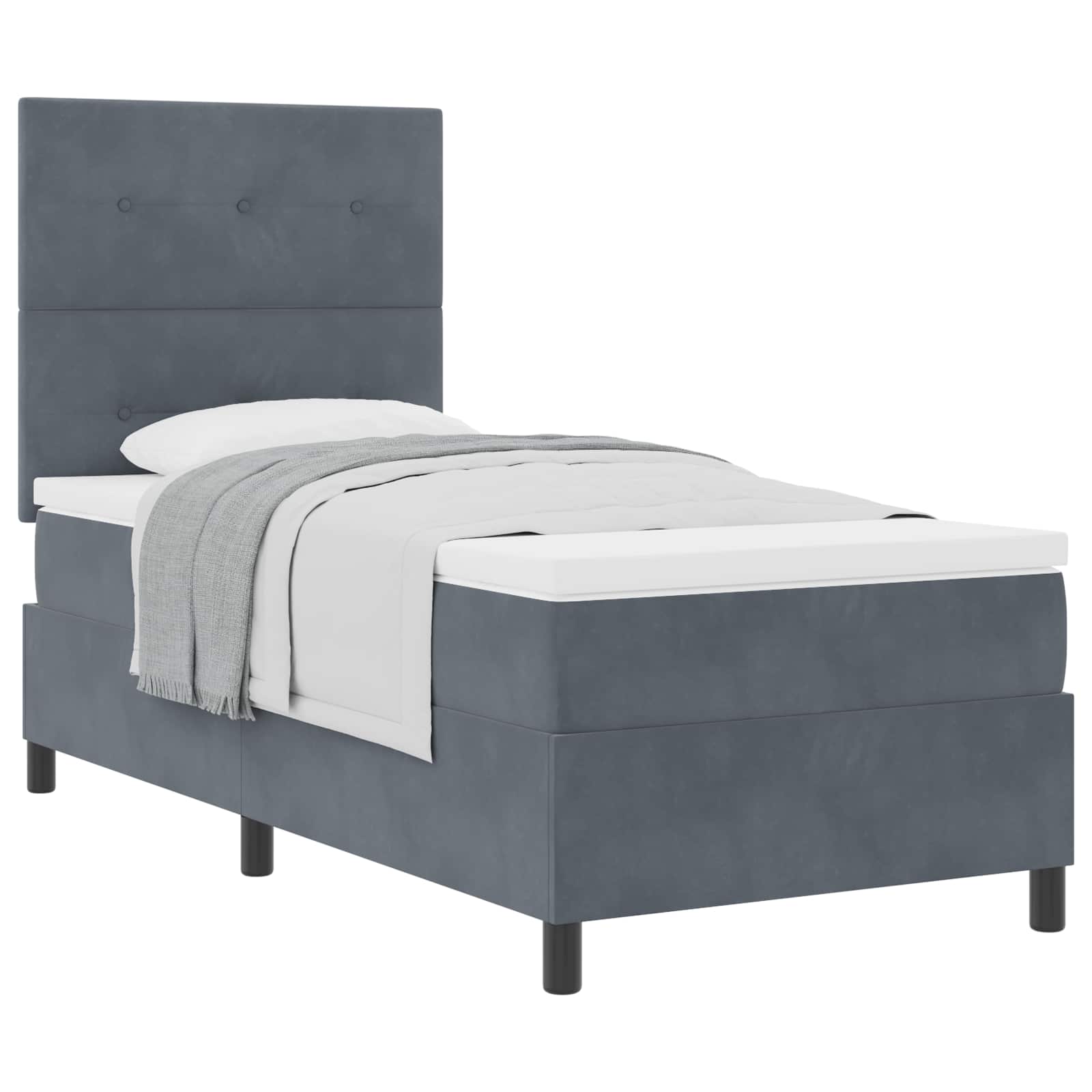 Lit à ressorts avec matelas Gris foncé 90 x 190 cm tissu - XIOS