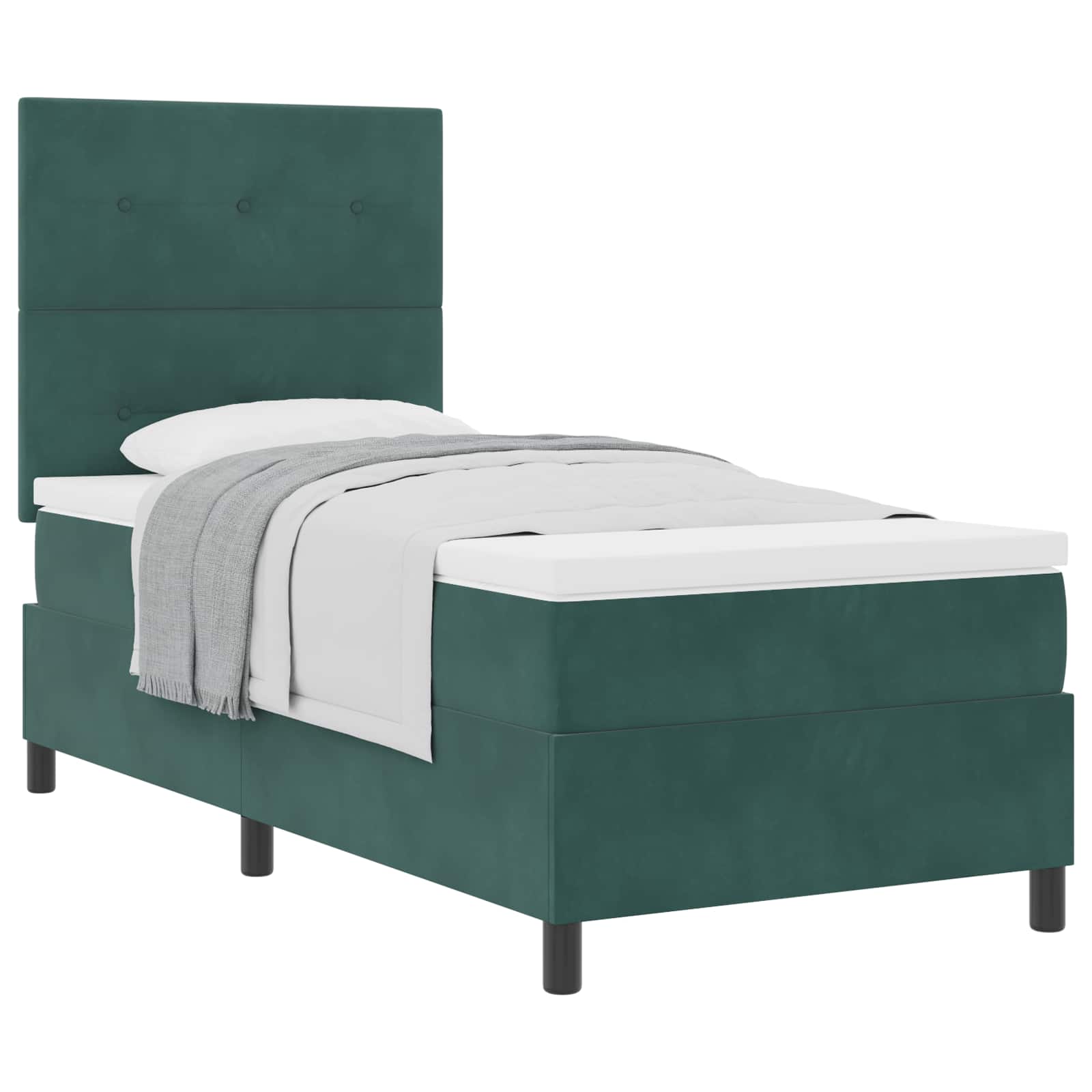 Lit à ressorts avec tête de lit Vert foncé 90 x 190 cm Velours - XIOS