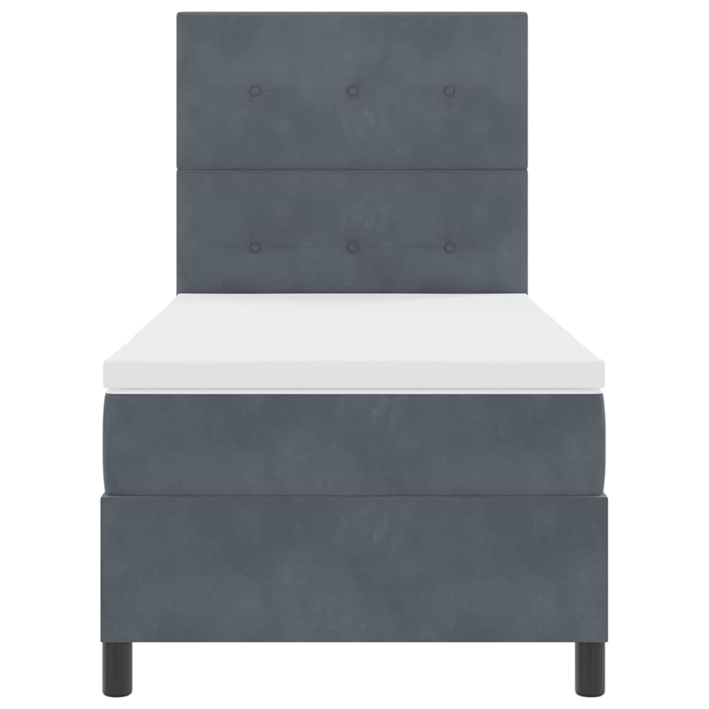 Lit à ressorts avec matelas Gris foncé 100 x 200 cm tissu - XIOS