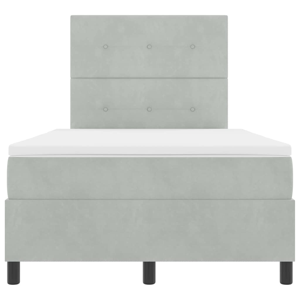Lit à ressorts avec matelas Gris clair 120 x 190 cm Velours - XIOS