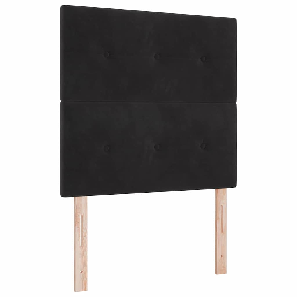 Lit à ressorts avec tête de lit Noir 120 x 190 cm Velours - XIOS