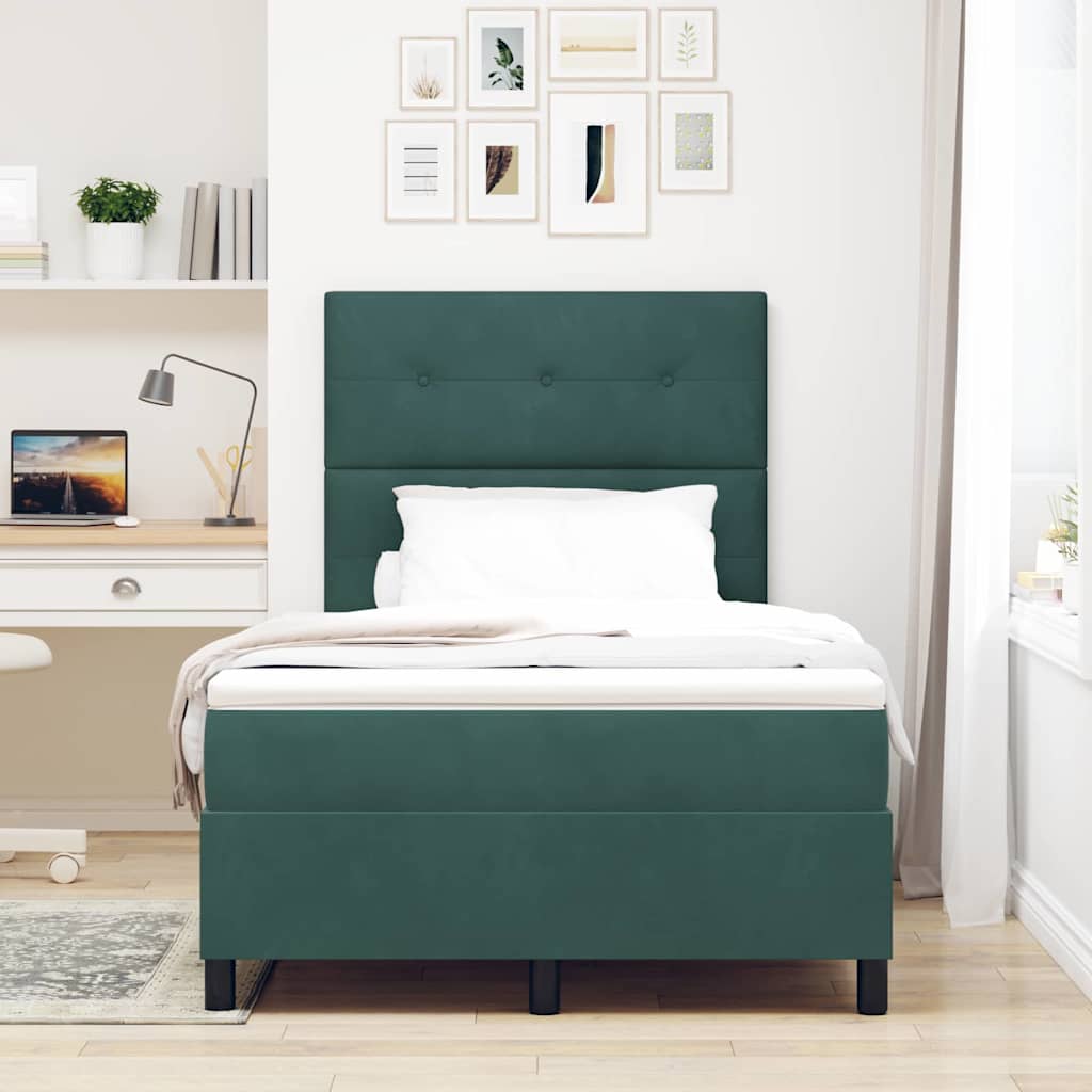 Lit à ressorts avec tête de lit Vert foncé 120 x 190 cm Velours - XIOS