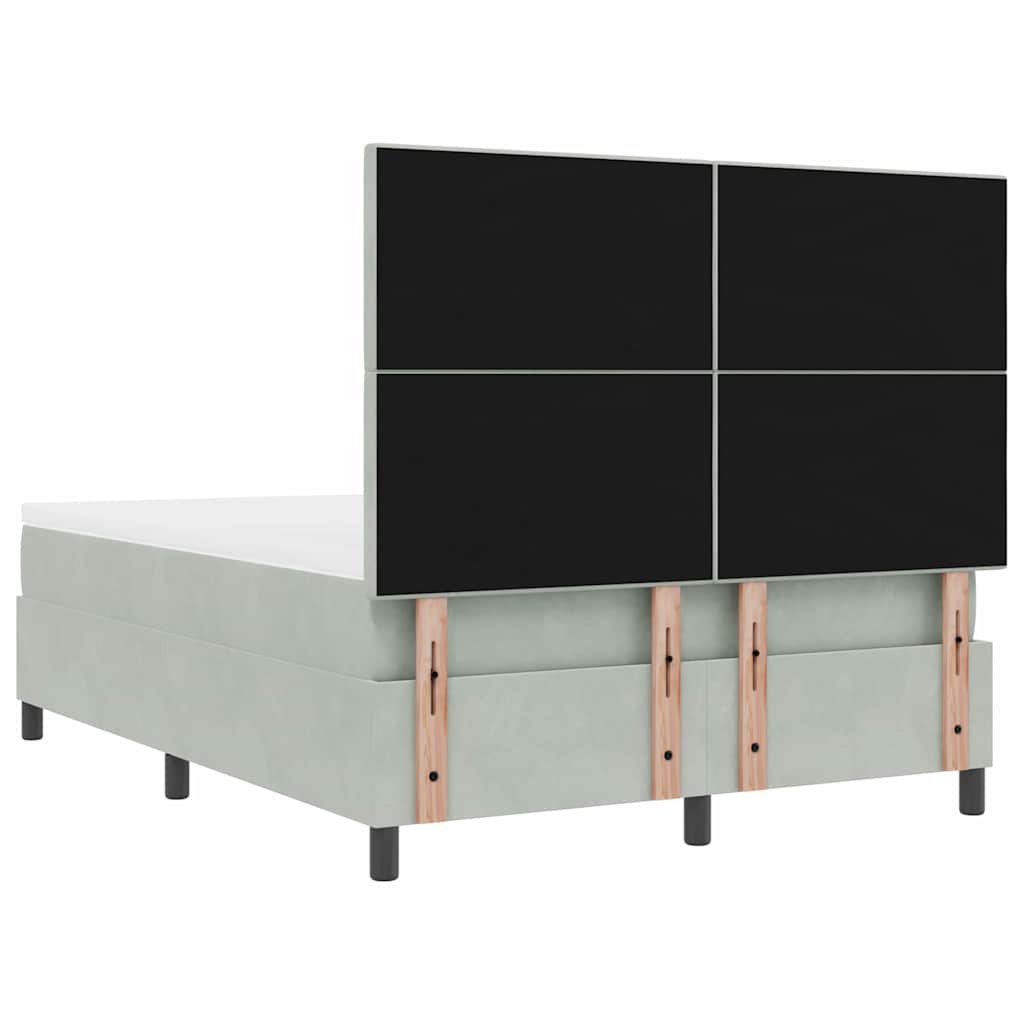 Lit à ressorts avec tête de lit Gris clair 140 x 190 cm Velours - XIOS
