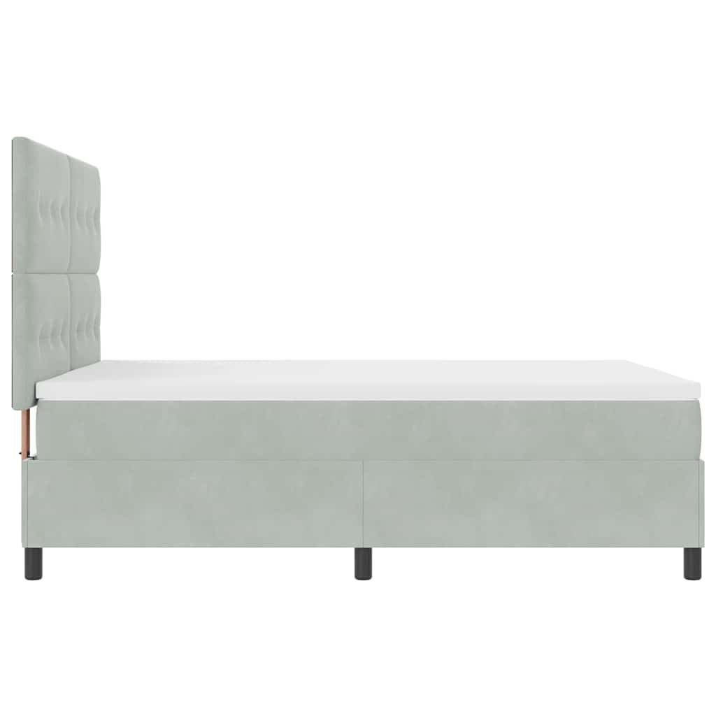 Lit à ressorts avec tête de lit Gris clair 140 x 190 cm Velours - XIOS