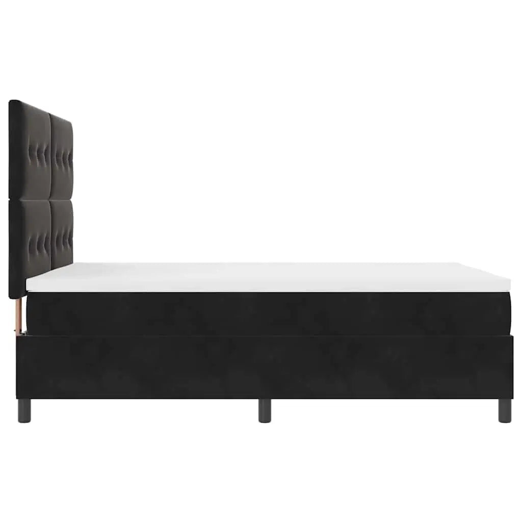 Lit à ressorts avec tête de lit Noir 140 x 190 cm Velours - XIOS