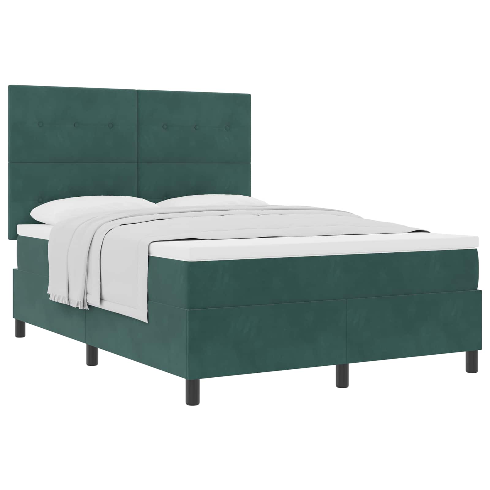 Lit à ressorts avec tête de lit Vert foncé 140 x 190 cm Velours - XIOS