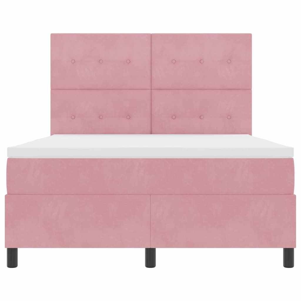 Lit à ressorts avec tête de lit Rose 140 x 200 cm Velours - XIOS