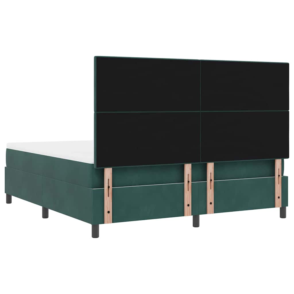 Lit à ressorts avec tête de lit Vert foncé 180 x 200 cm Velours