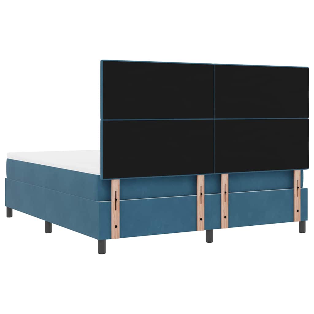 Lit à ressorts avec tête de lit Bleu foncé 180 x 200 cm Velours